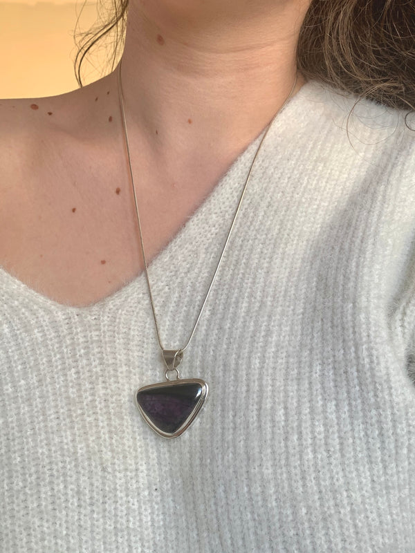 Sugilite Ansley Pendant - Inverted Triangle - Jewels & Gems