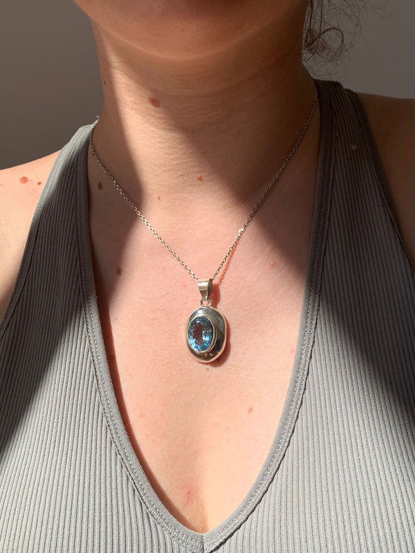 Blue Topaz Medea Pendant - Large Oval - Jewels & Gems