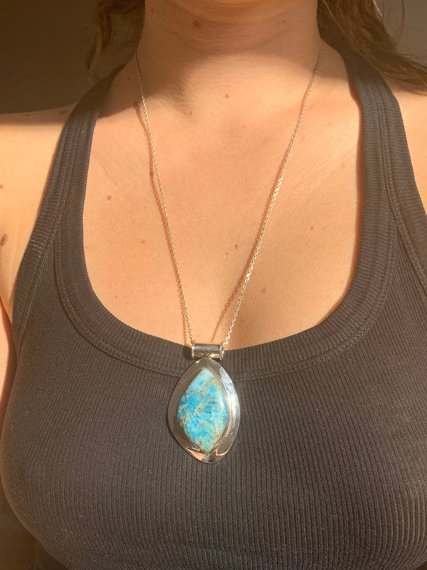 Blue Apatite Gaia Pendant - Freeform - Jewels & Gems