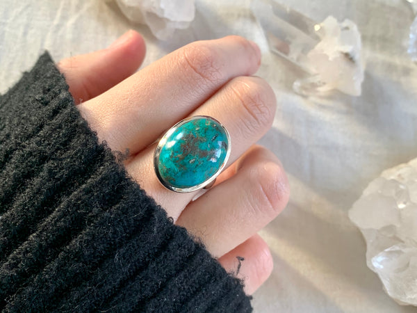 Chrysocolla Naevia Ring - Medium Oval - Jewels & Gems