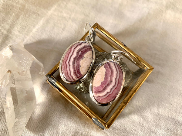 Rhodochrosite Ariel Earrings - Oval - Jewels & Gems