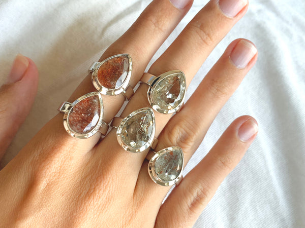 Sunstone Ansley Ring - Faceted Teardrop - Jewels & Gems