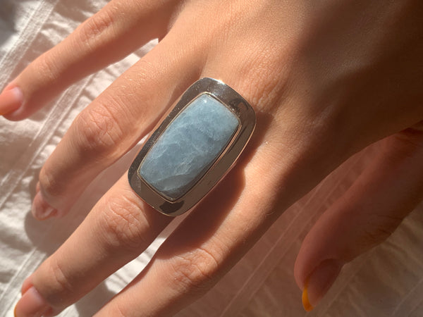 Aquamarine Dinah Ring - Rectangle (US 8) - Jewels & Gems