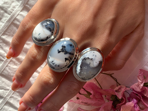 Dendritic Agate Ansley Ring - Oval - Jewels & Gems