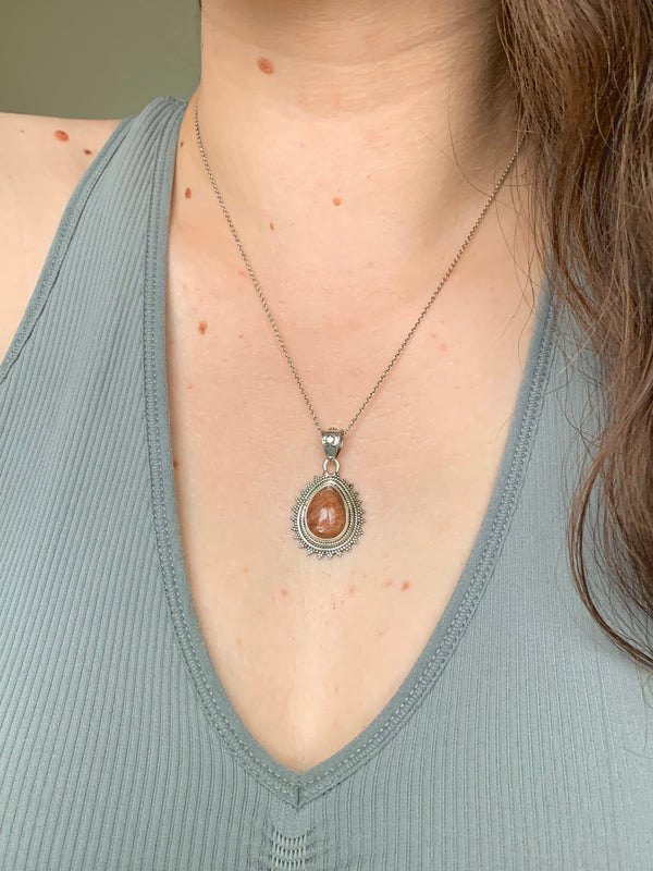 Sunstone Rhona Pendant - Teardrop - Jewels & Gems