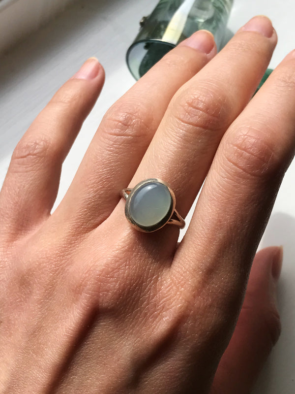Green Chalcedony Ariel Ring Double Band - Jewels & Gems
