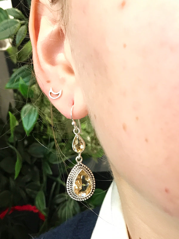 Citrine Xenia Earrings Double Drop - Teardrop / Oval - Jewels & Gems