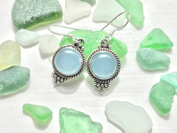 Blue Chalcedony Cassia Dot Earrings - Jewels & Gems