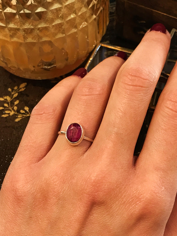 Semi-precious Ruby Ari Ring - Small Oval - Jewels & Gems