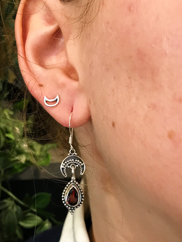 Garnet Luna Earrings - Jewels & Gems