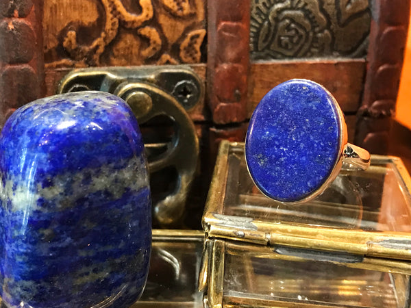 Lapis Lazuli Akoni Ring - Flat Oval - Jewels & Gems