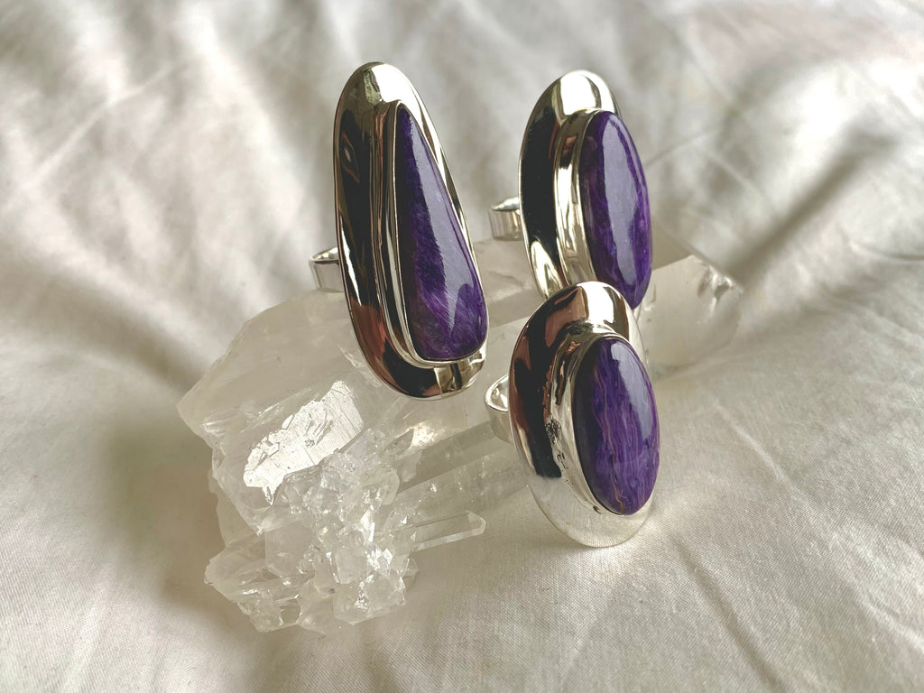 Charoite Dinah Rings (US 9.5 & 8) - Jewels & Gems