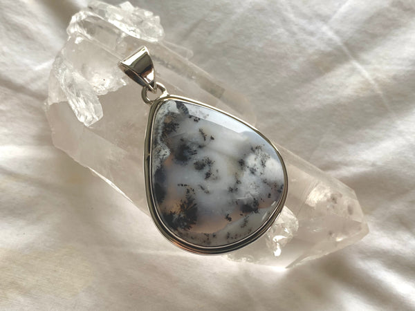 Dendritic Agate Brea Pendant - Chunky Teardrop - Jewels & Gems
