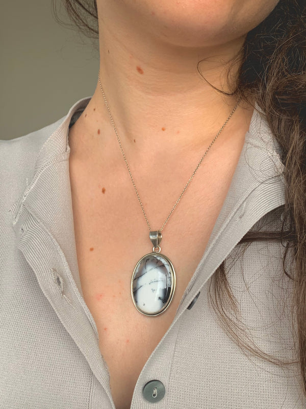 Dendritic Agate Brea Pendant - Reg. Oval - Jewels & Gems