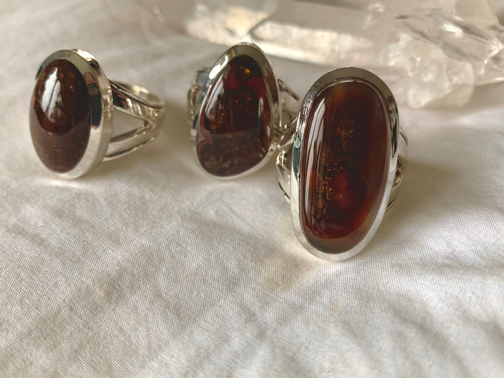 Mexican Fire Agate Cicero Rings (US 8 & 9) - Jewels & Gems