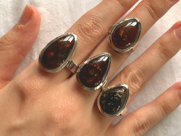Mexican Fire Agate Naevia Ring - Drop - Jewels & Gems