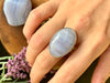 Blue Lace Agate Adjustable Ring - Long Oval - Jewels & Gems