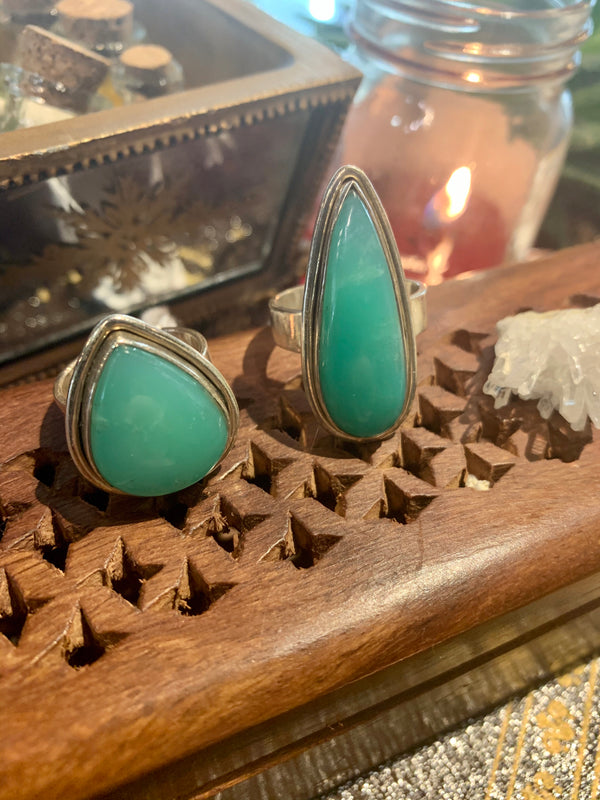 Chrysoprase Drop Ari Ring - US 6.5 (One of a kind) - Jewels & Gems