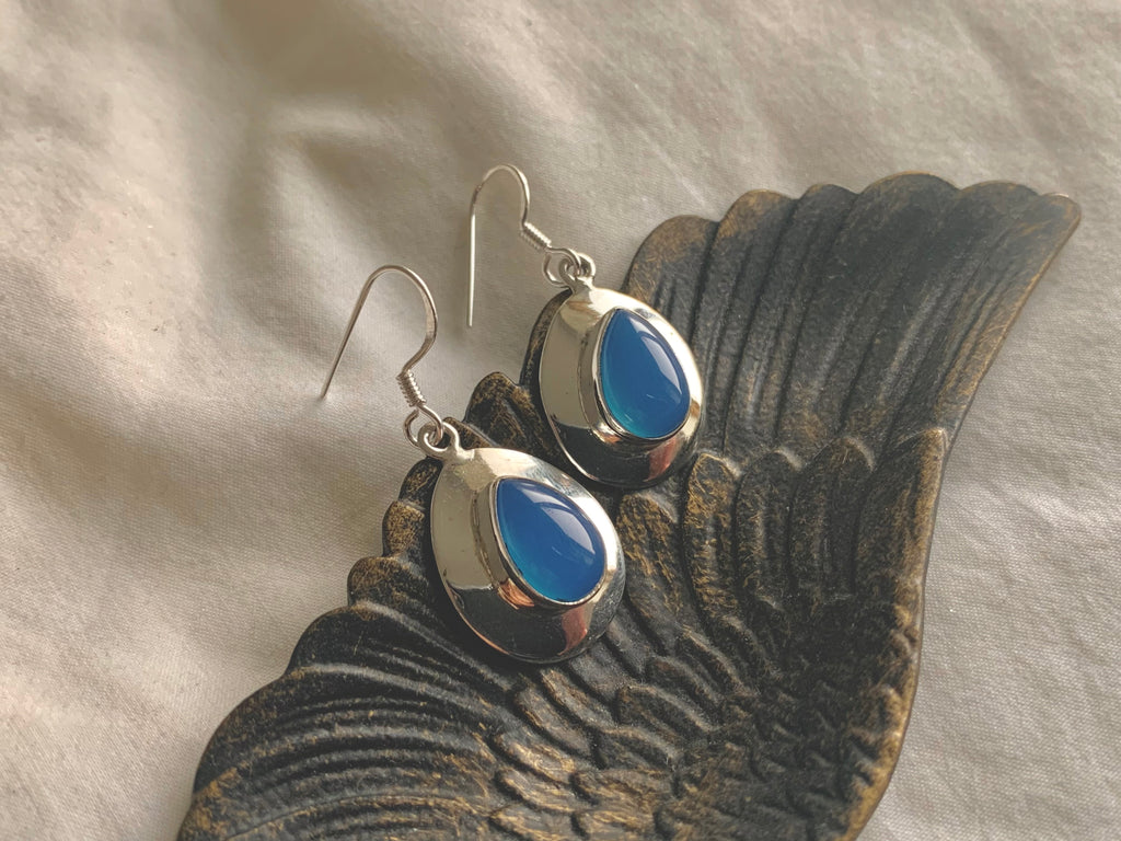 Blue Chalcedony Medea Earrings - Teardrop - Jewels & Gems