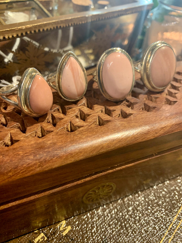 Mexican Pink Opal Drop / Oval Ari Rings (One of a kind) - Jewels & Gems