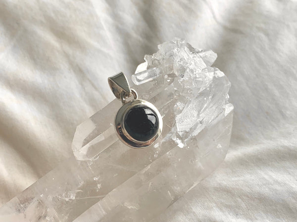 Black Tourmaline Ansley Pendant - Round - Jewels & Gems
