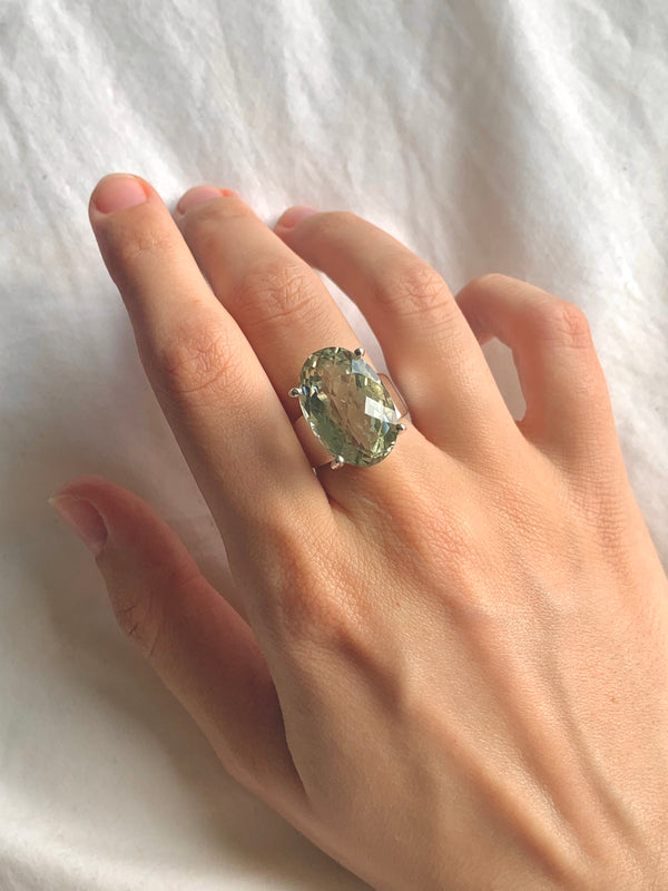 Green Amethyst Taya Ring - Oval (US 6.5) - Jewels & Gems