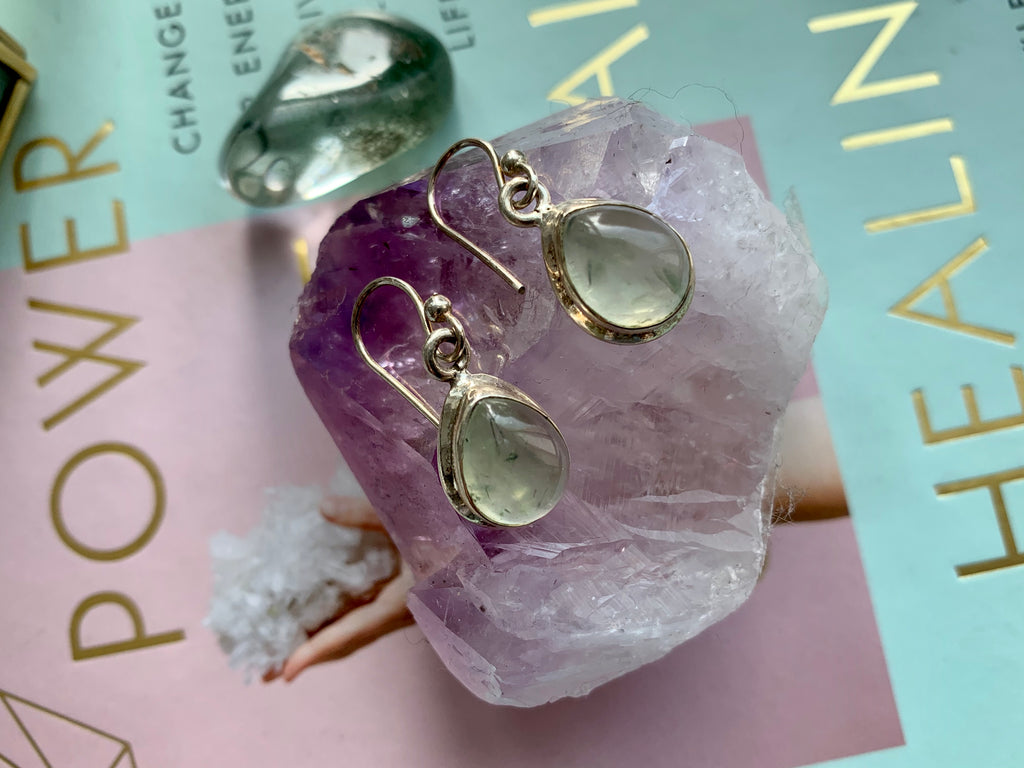 Prehnite Oval Ari Drop Earrings - Jewels & Gems