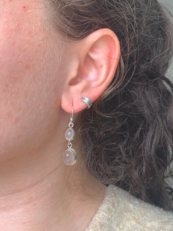 Rose Quartz Ari Earrings - Double Drop - Jewels & Gems