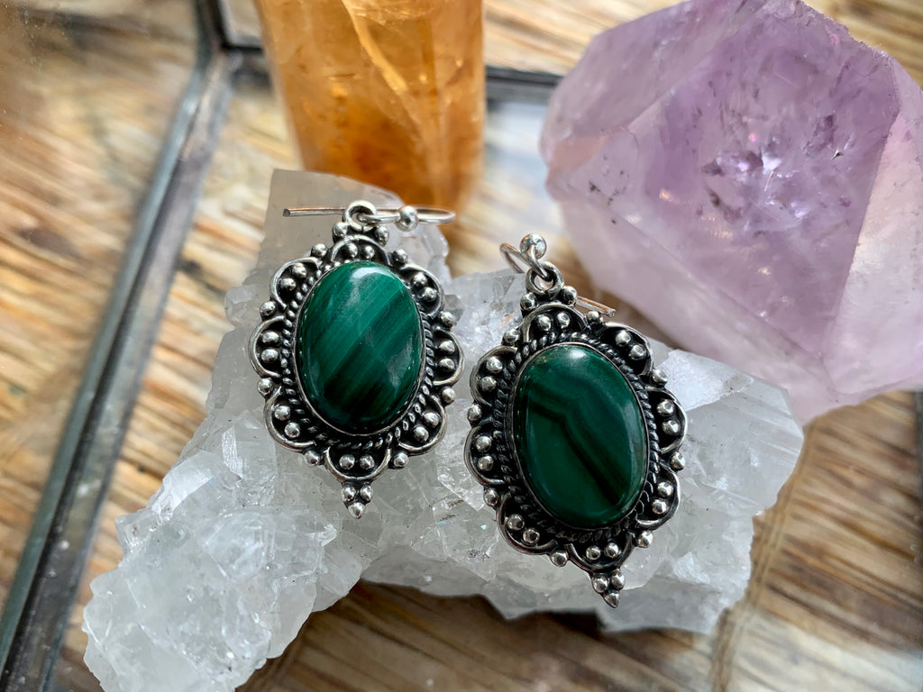 Malachite Nissa Earrings - Jewels & Gems