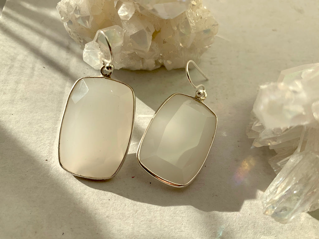 Light Grey Onyx Adora Earrings - Rectangle - Jewels & Gems