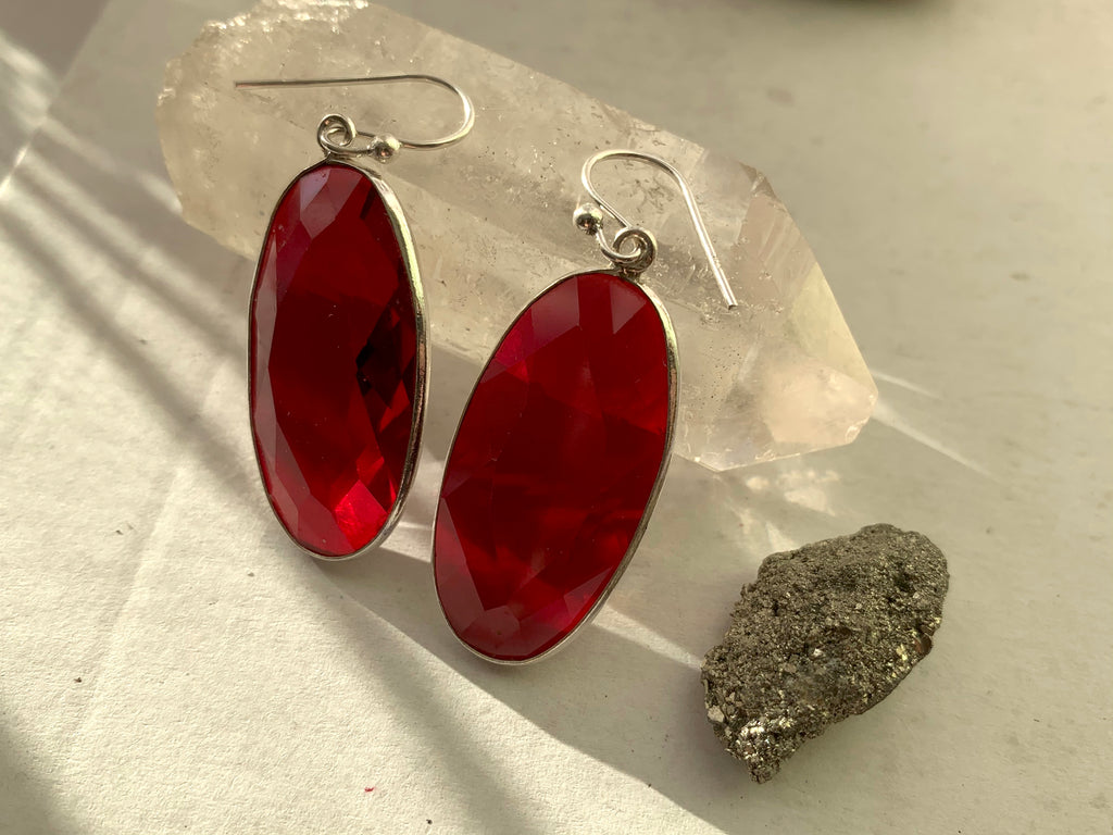 Red Quartz Adora Earrings - Long Oval - Jewels & Gems