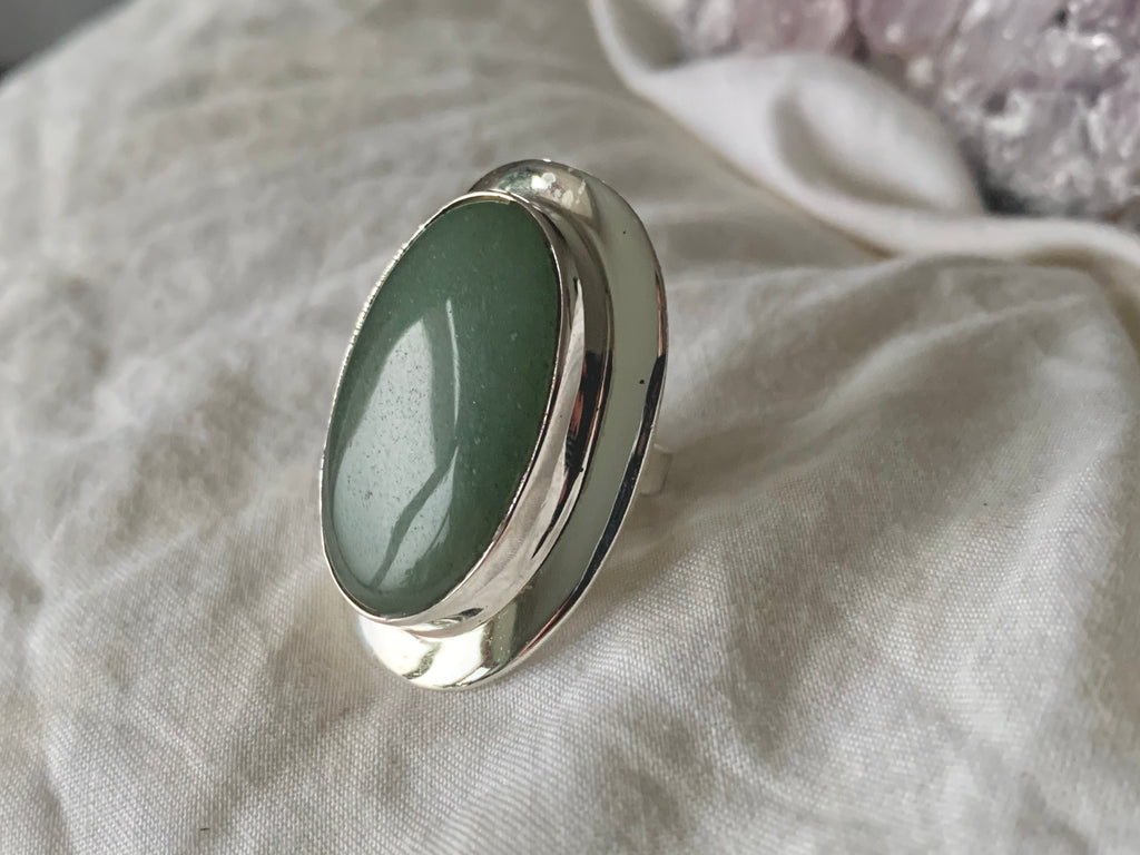Green Aventurine Medea Ring - XLarge Oval (US 6.5) - Jewels & Gems