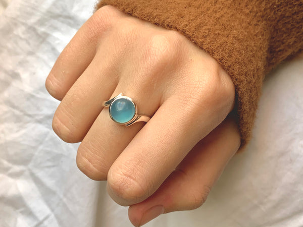 Blue Chalcedony Efimia Ring - Round - Jewels & Gems