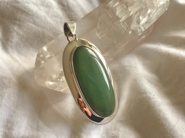 Green Aventurine Medea Pendant - Long Oval - Jewels & Gems