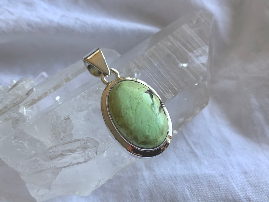 Lemon Chrysoprase Ansley Pendant - Oval - Jewels & Gems