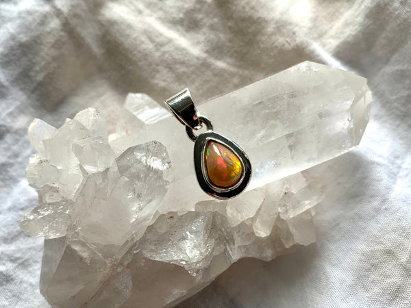 Ethiopian Welo Opal Ansley Pendant - XSmall Teardrop - Jewels & Gems