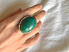 Green Tibetan Turquoise Naevia Ring - XLarge Chunky Oval (US 11.5) - Jewels & Gems