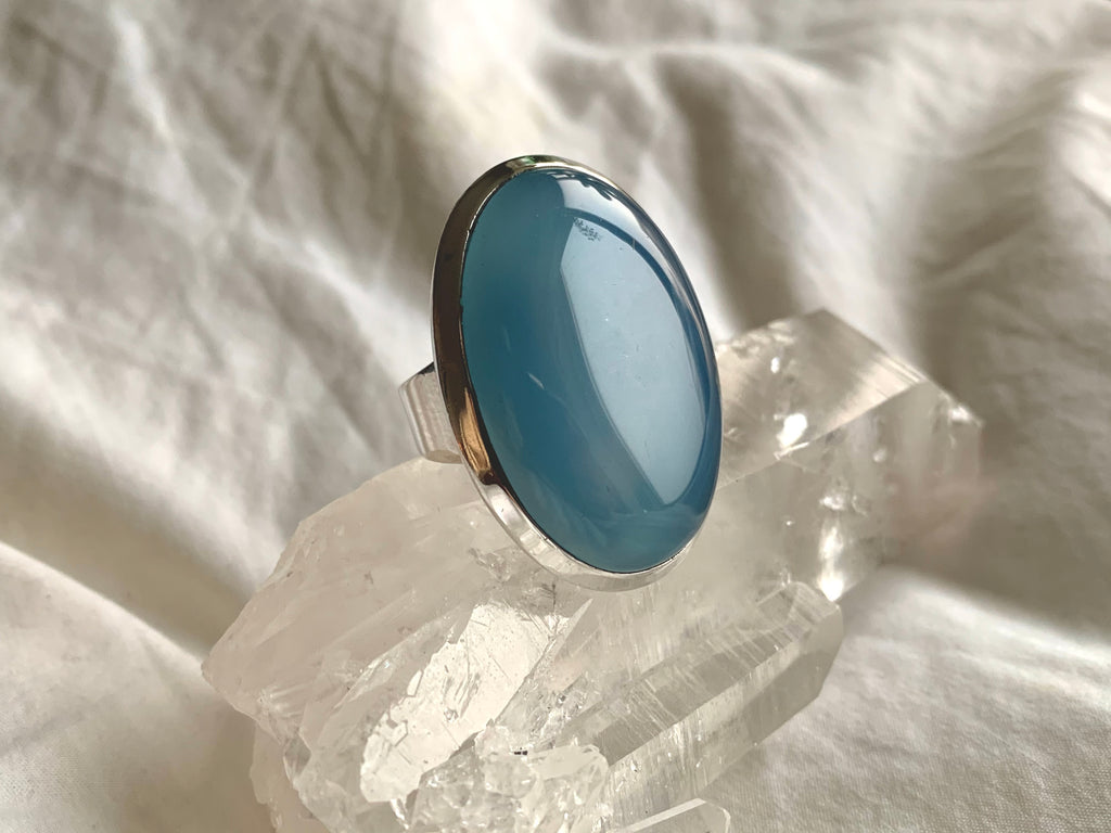 Blue Chalcedony Naevia Ring - XLarge Oval (US 8) - Jewels & Gems