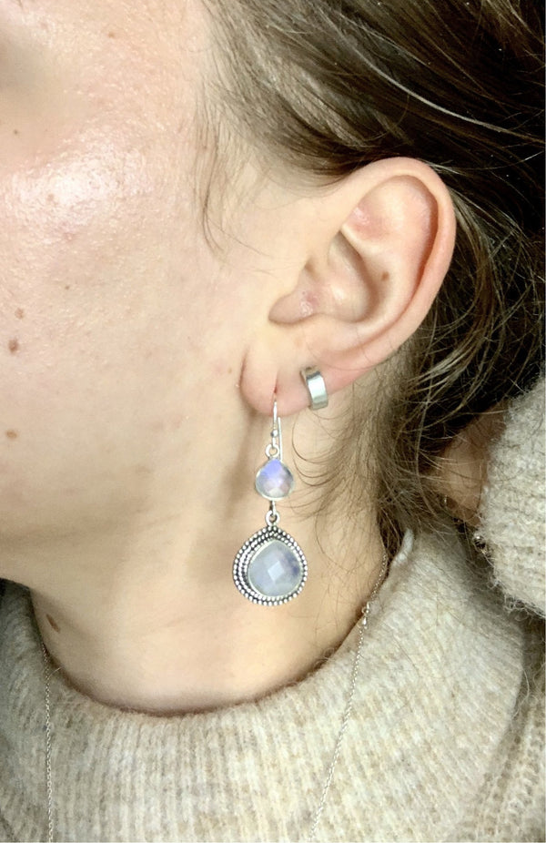 Moonstone Xenia Double Drop Earrings - Jewels & Gems
