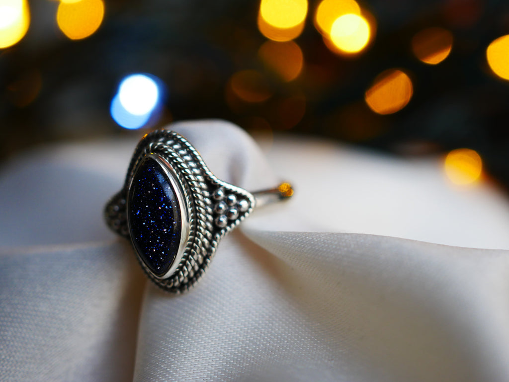 Midnight Goldstone Cassia Ring - Jewels & Gems