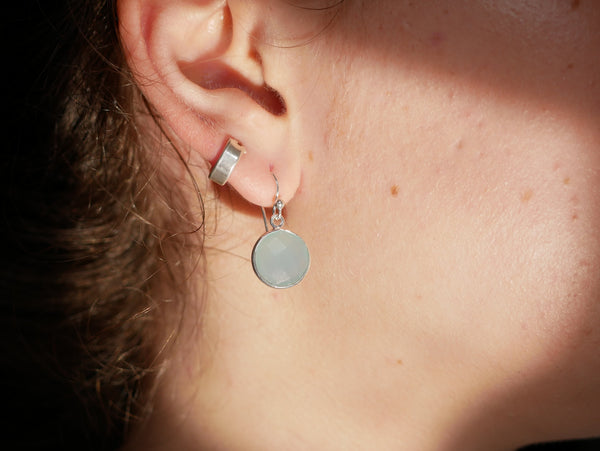 Light Blue Chalcedony Adora Earrings Round - Jewels & Gems