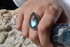 Labradorite Ariel Ring - Long Drop (US 6) - Jewels & Gems