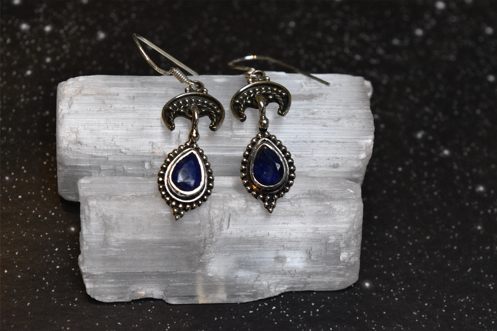 Semi-precious Sapphire Luna Earrings - Jewels & Gems