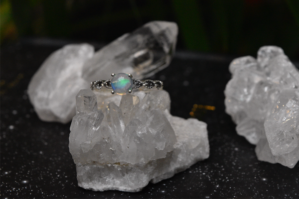 Ethiopian Opal and Zirconia Ella Ring - Jewels & Gems