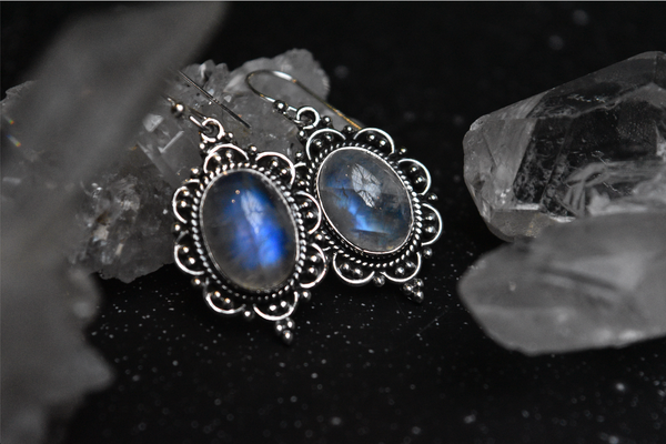 Moonstone Nissa Earrings - Drop / Oval - Jewels & Gems