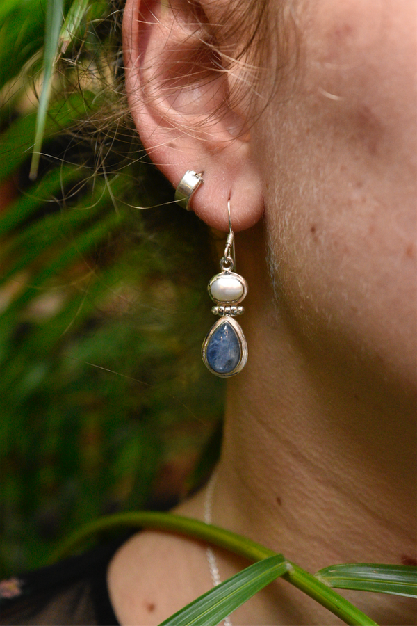 Pearl + Kyanite Ilkay Earrings - Jewels & Gems