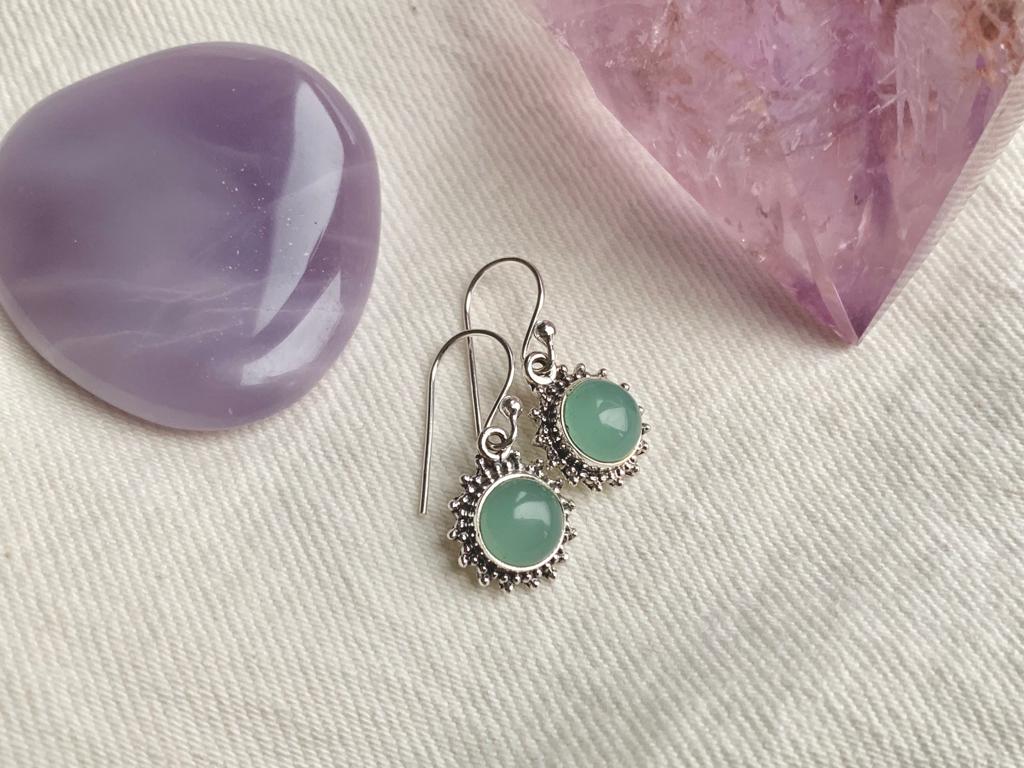Aqua Chalcedony Sole Earrings - Jewels & Gems