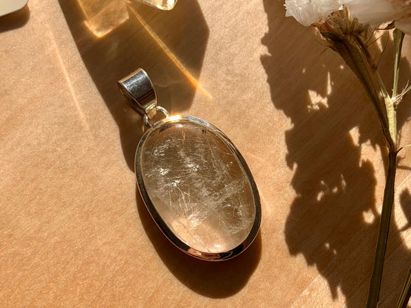Rutilated Quartz Naevia Pendant - Reg. Oval - Jewels & Gems