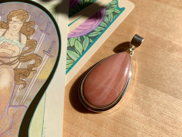 Pink Opal Ansley Pendant - XLong Teardrop - Jewels & Gems