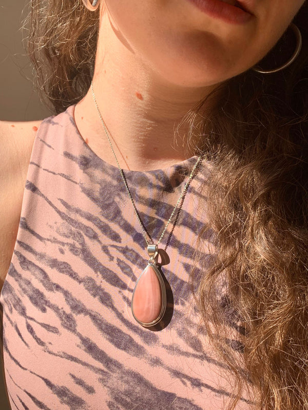 Pink Opal Ansley Pendant - XLong Teardrop - Jewels & Gems